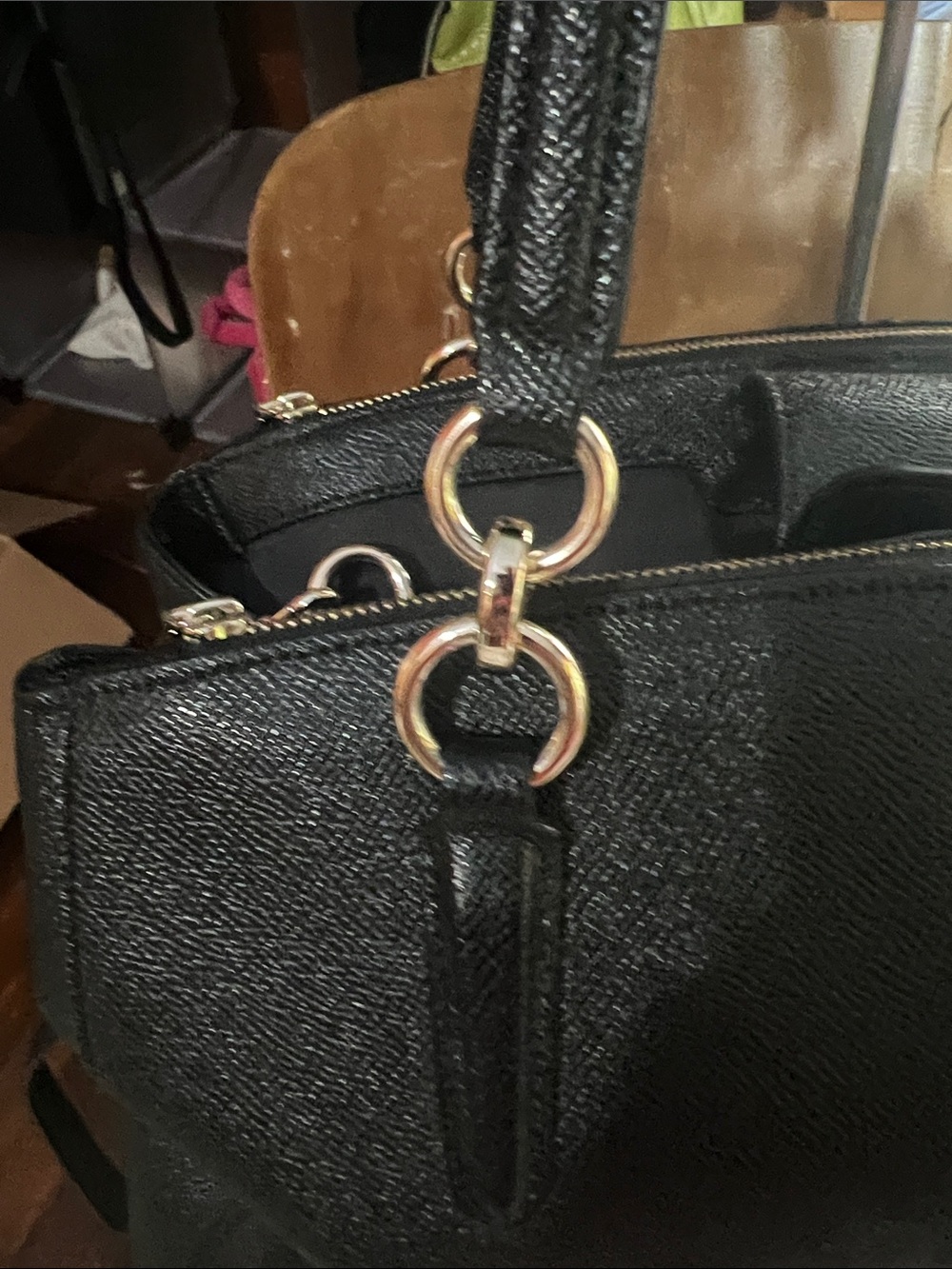 Coach Black Leather Shoulder Bag with Gold Hardware - Picture 2 of 3